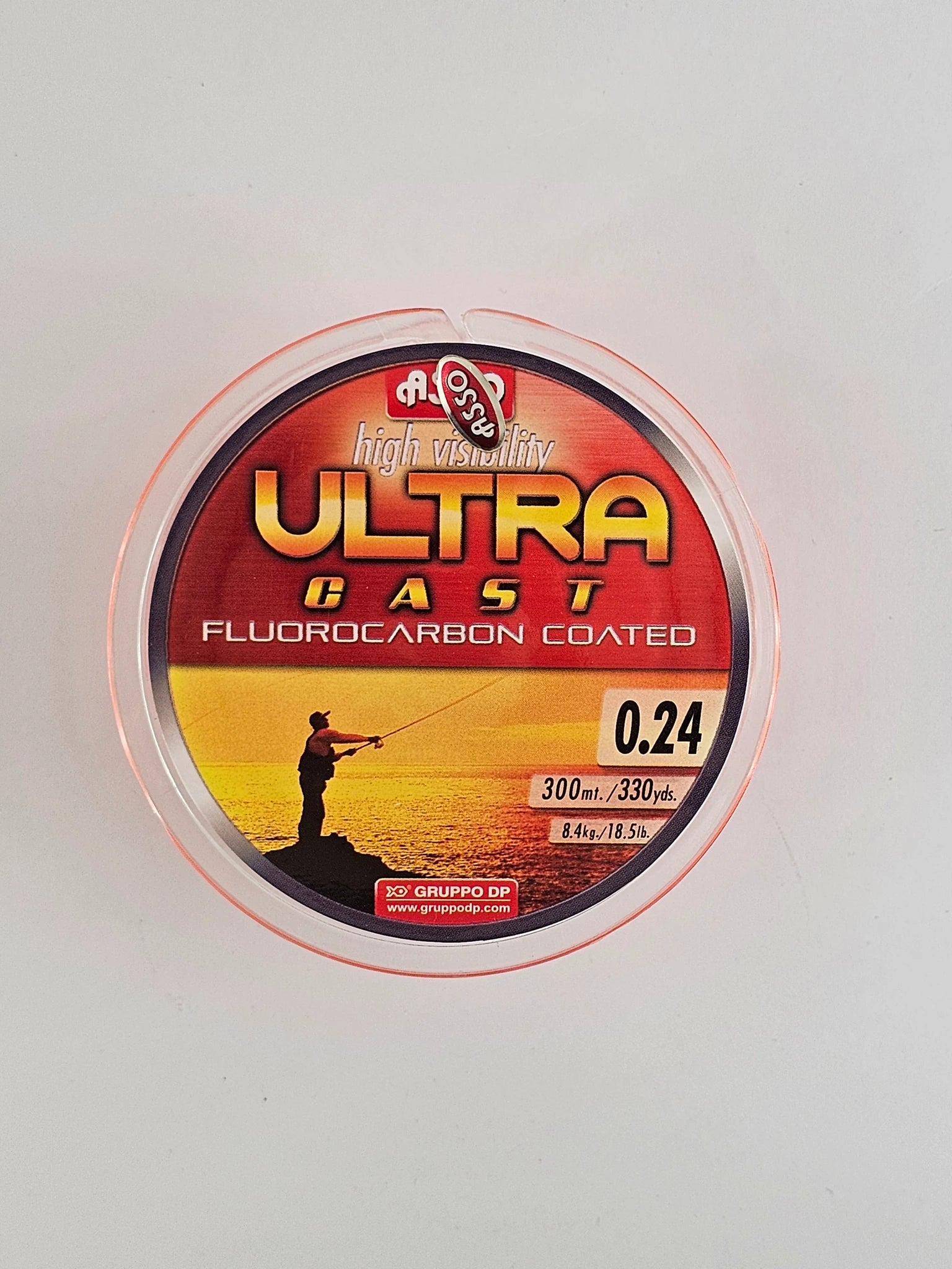 Fir monofilament ASSO, high visible ultra cast fluorocarbon coated orange, 300 m