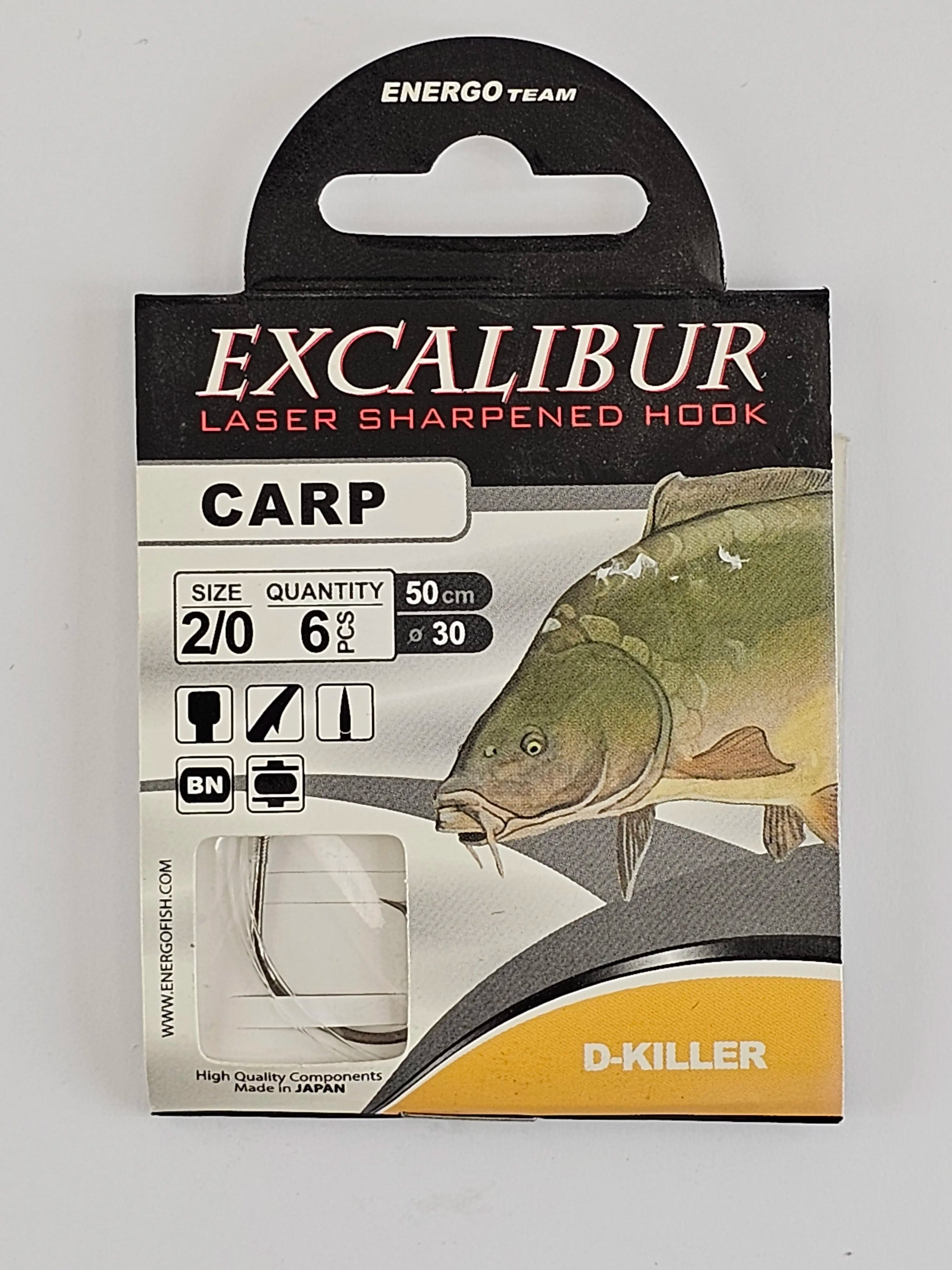 Set carlige legate EXCALIBUR laser sharpened hook carp