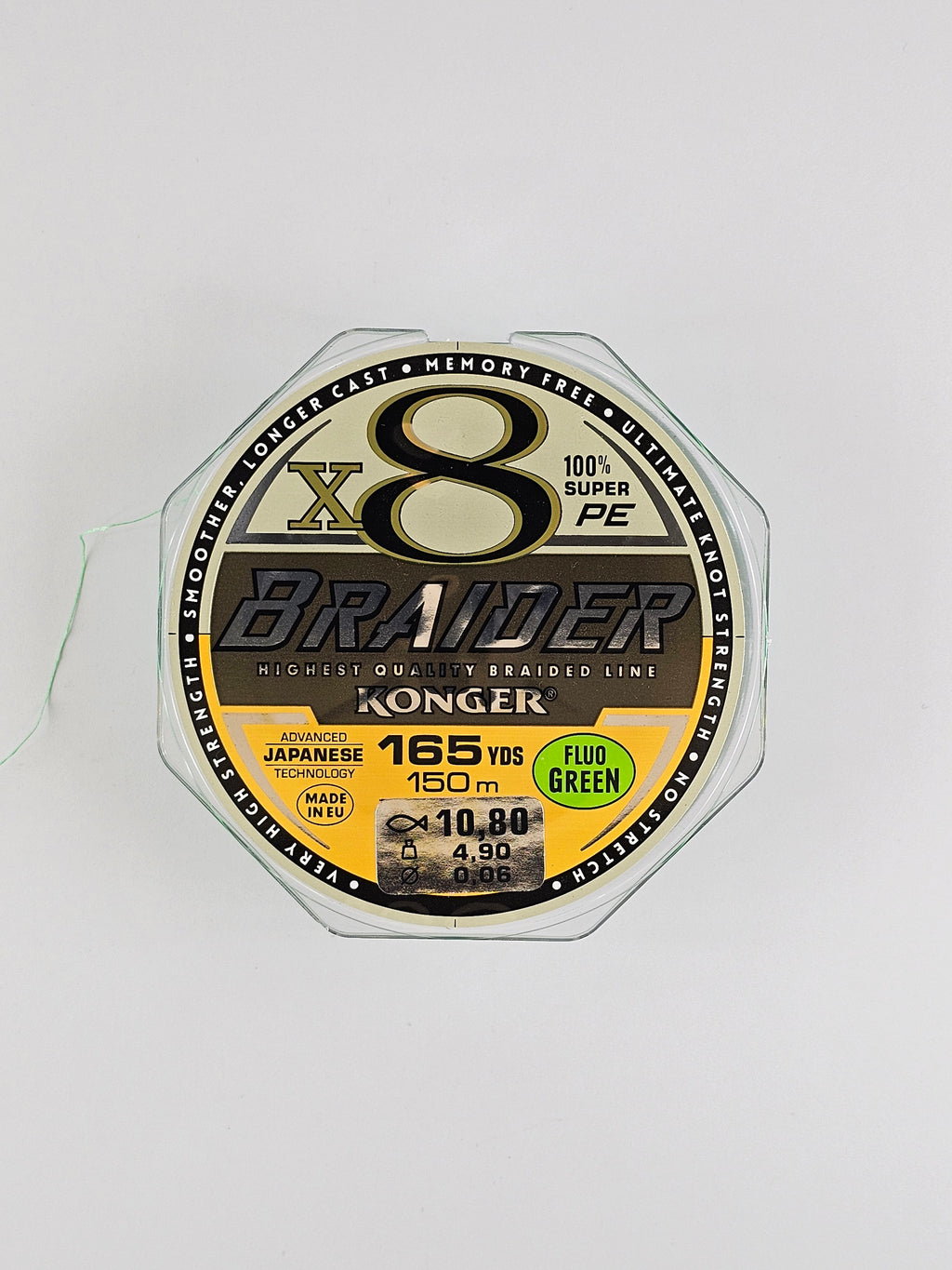 Fir textil konger x8 braider, fluo green, 150 m