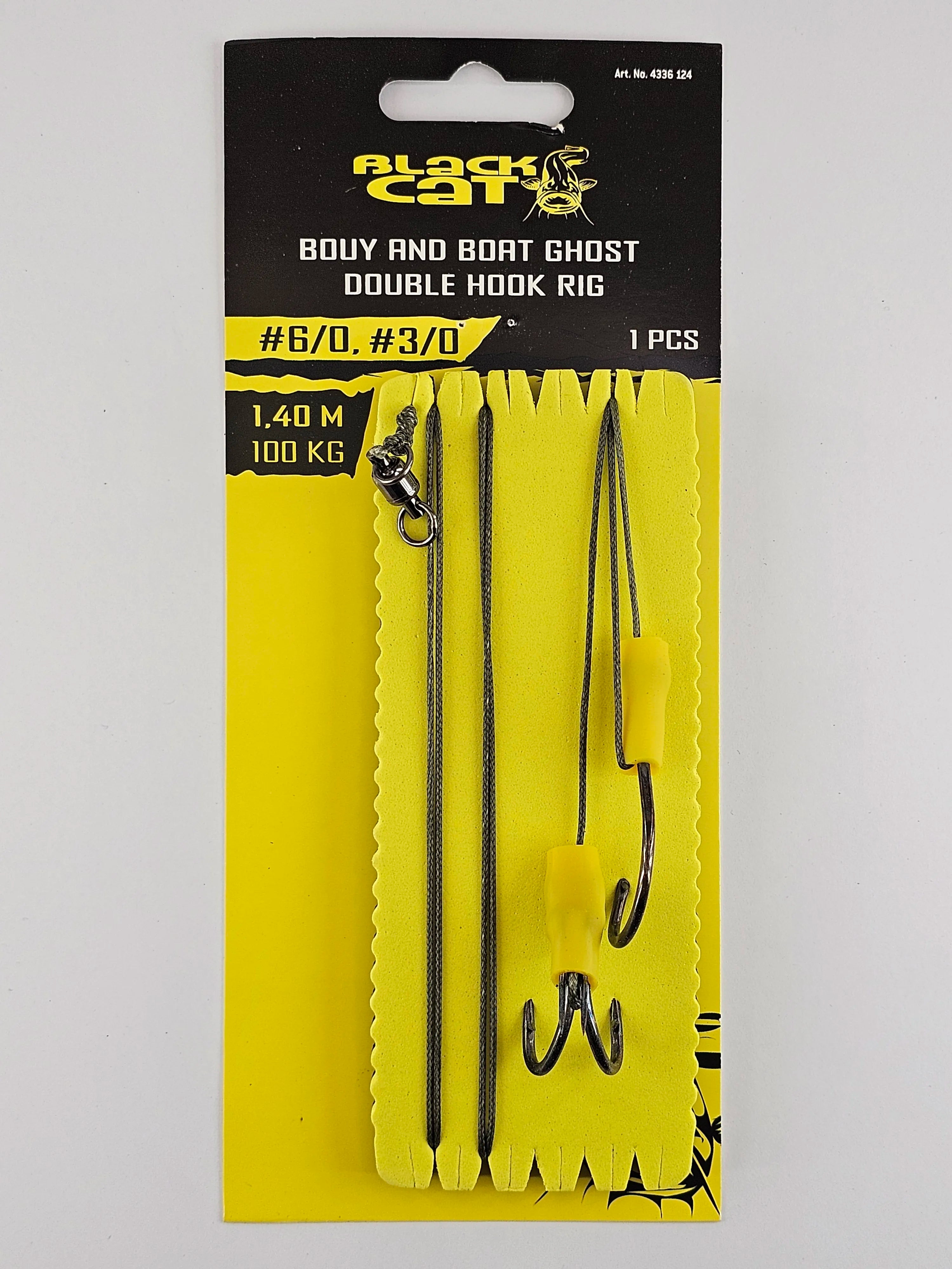 Montura pentru somn, BLACK CAT bouy and boat ghost double hook rig