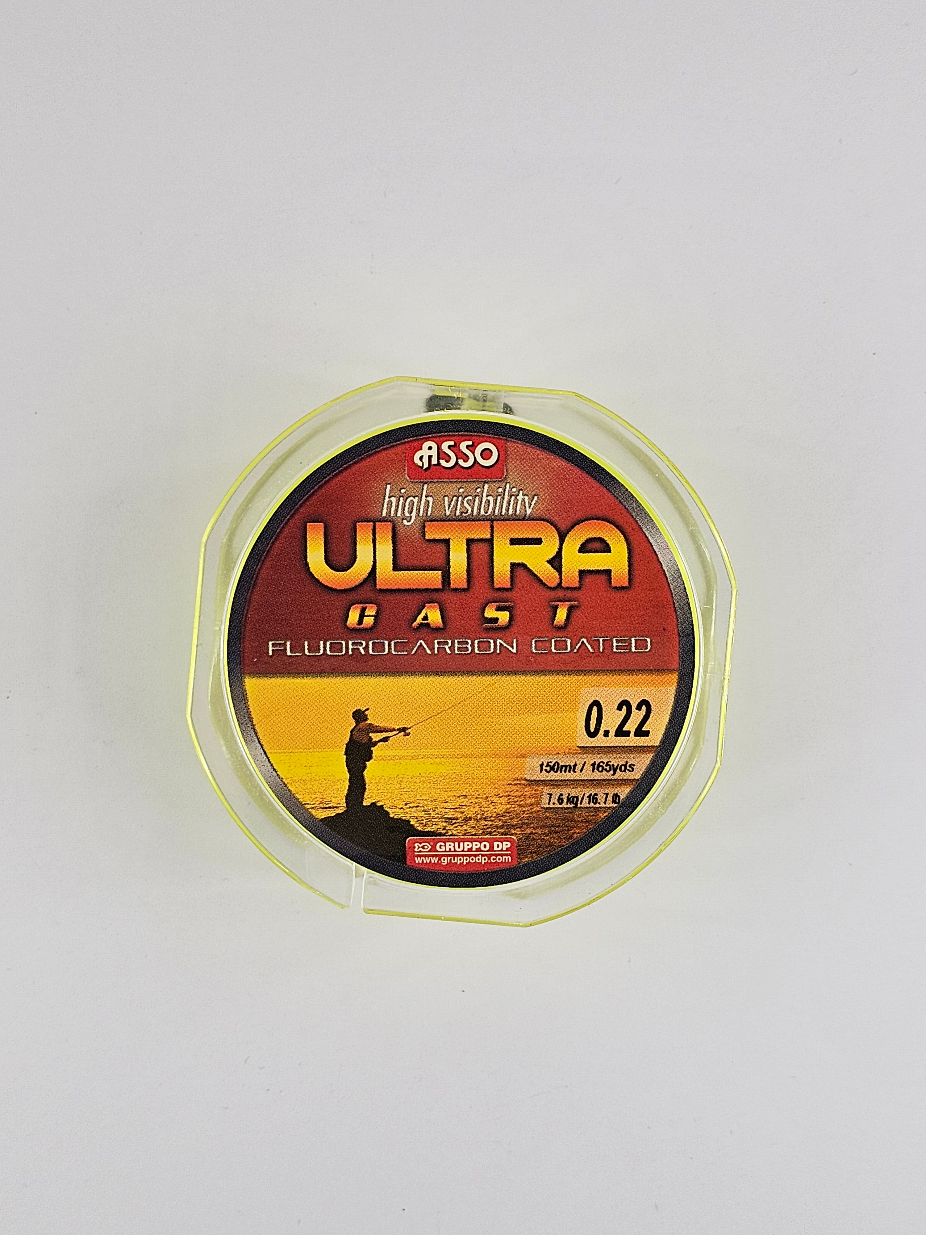 Fir fluorocarbon asso, high visibility ultra cast, yellow, fluorocarbon coated, 150 m