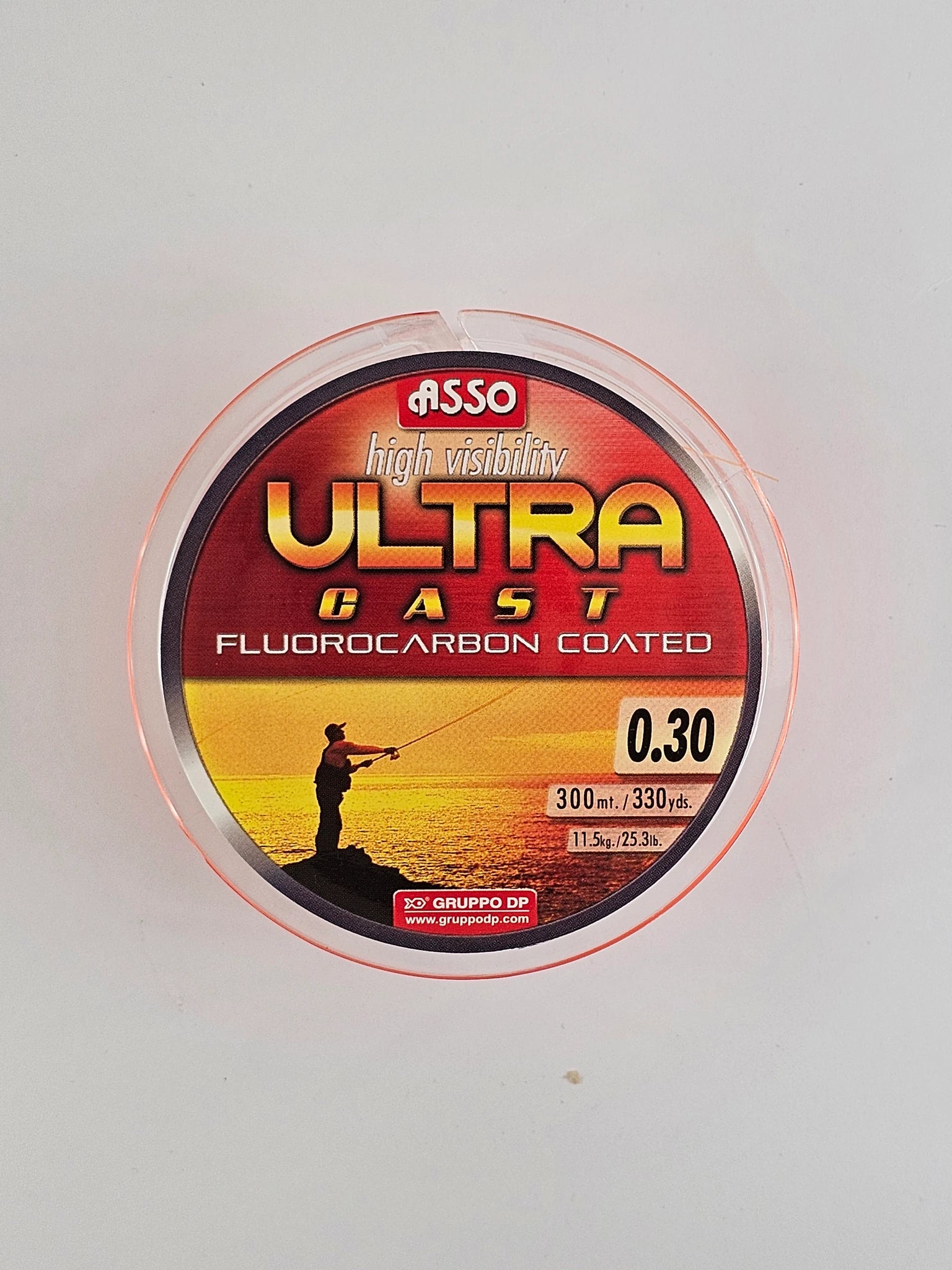Fir monofilament ASSO, high visible ultra cast fluorocarbon coated orange, 300 m