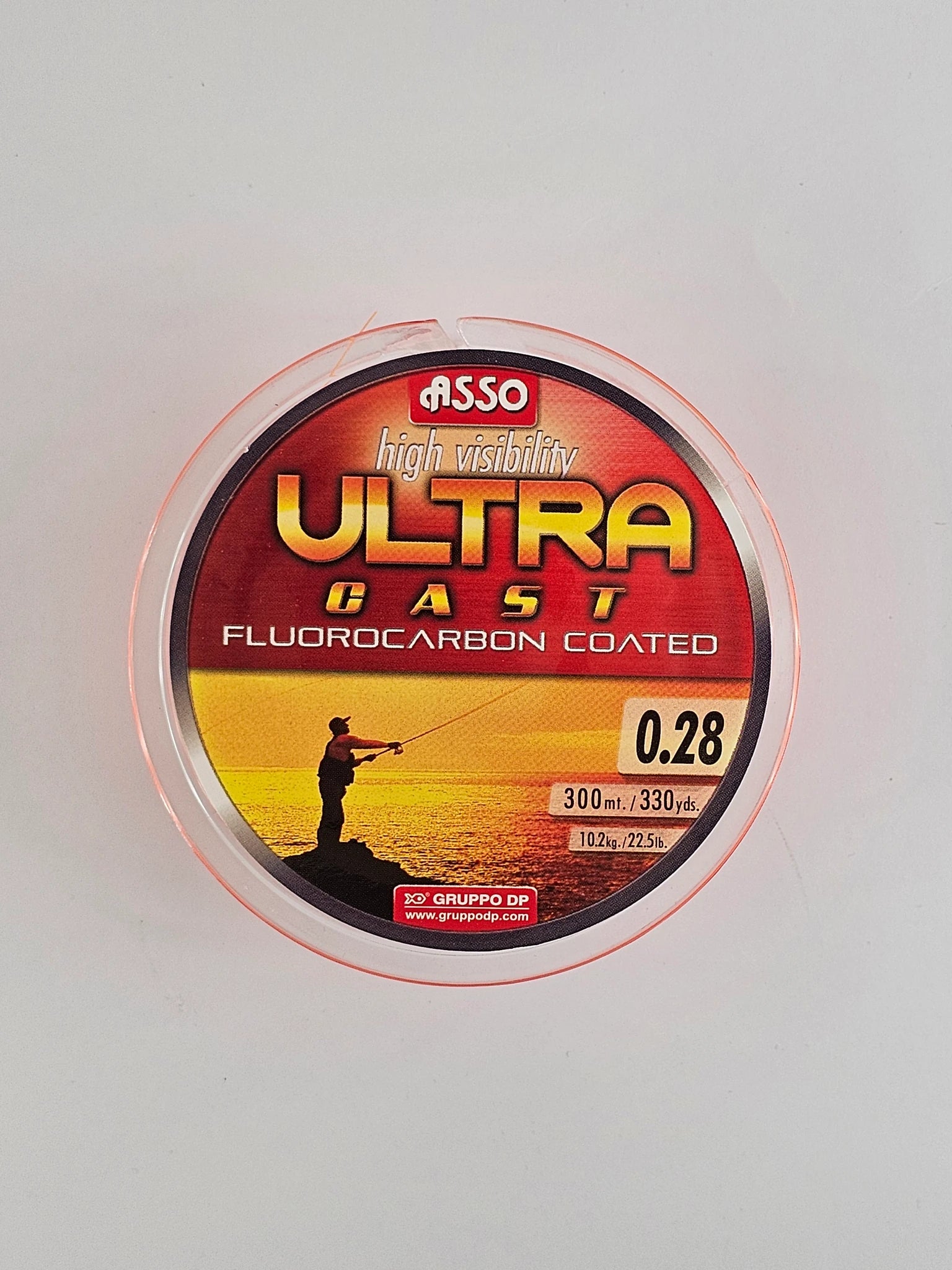 Fir monofilament ASSO, high visible ultra cast fluorocarbon coated orange, 300 m