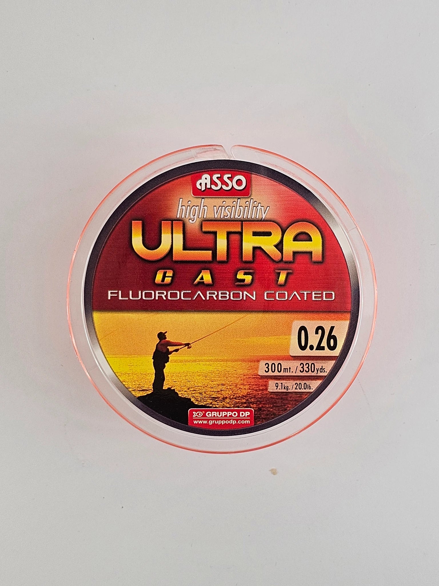 Fir monofilament ASSO, high visible ultra cast fluorocarbon coated orange, 300 m