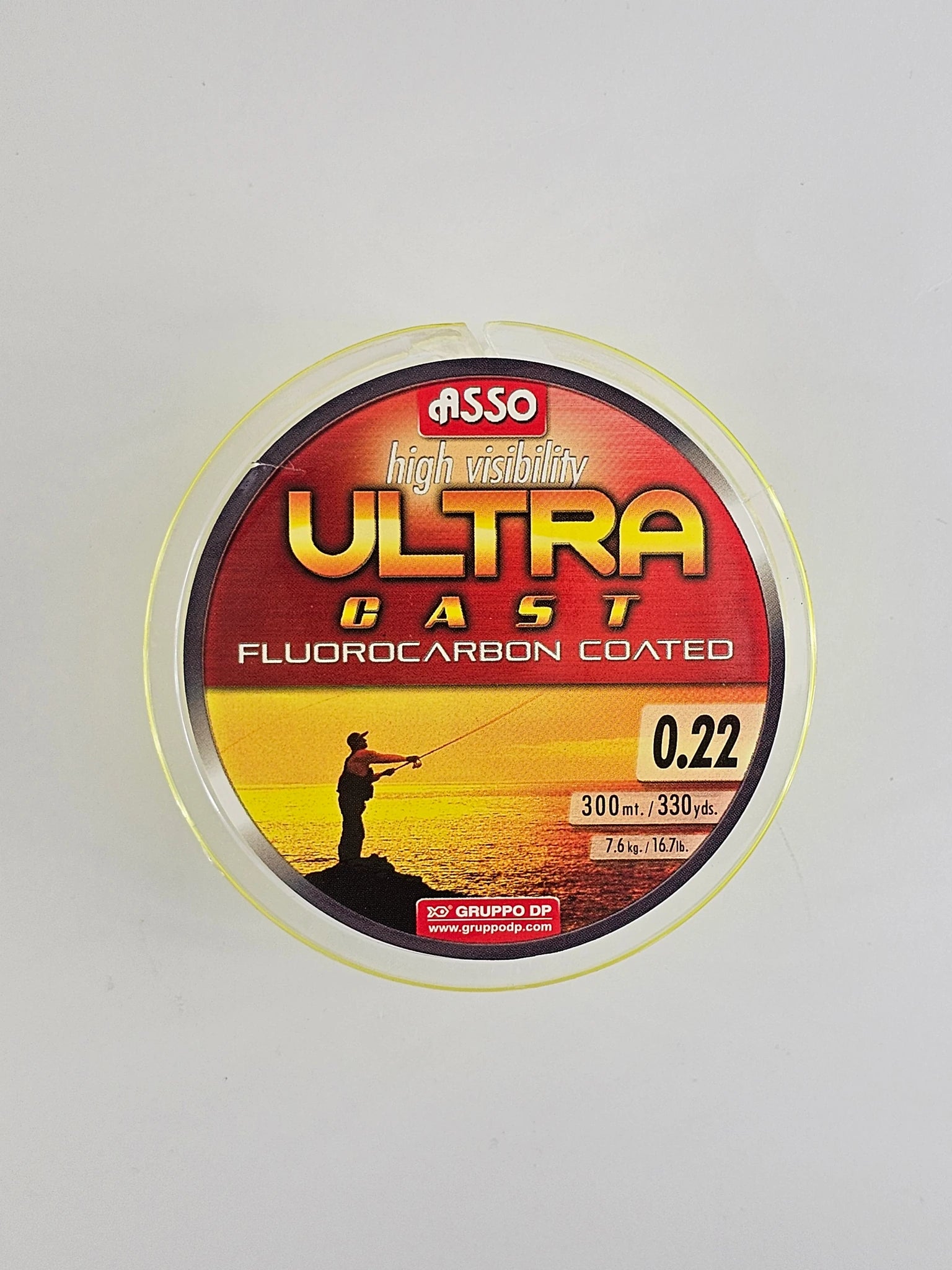 Fir monofilament ASSO, high visible ultra cast fluorocarbon coated yellow, 300 m
