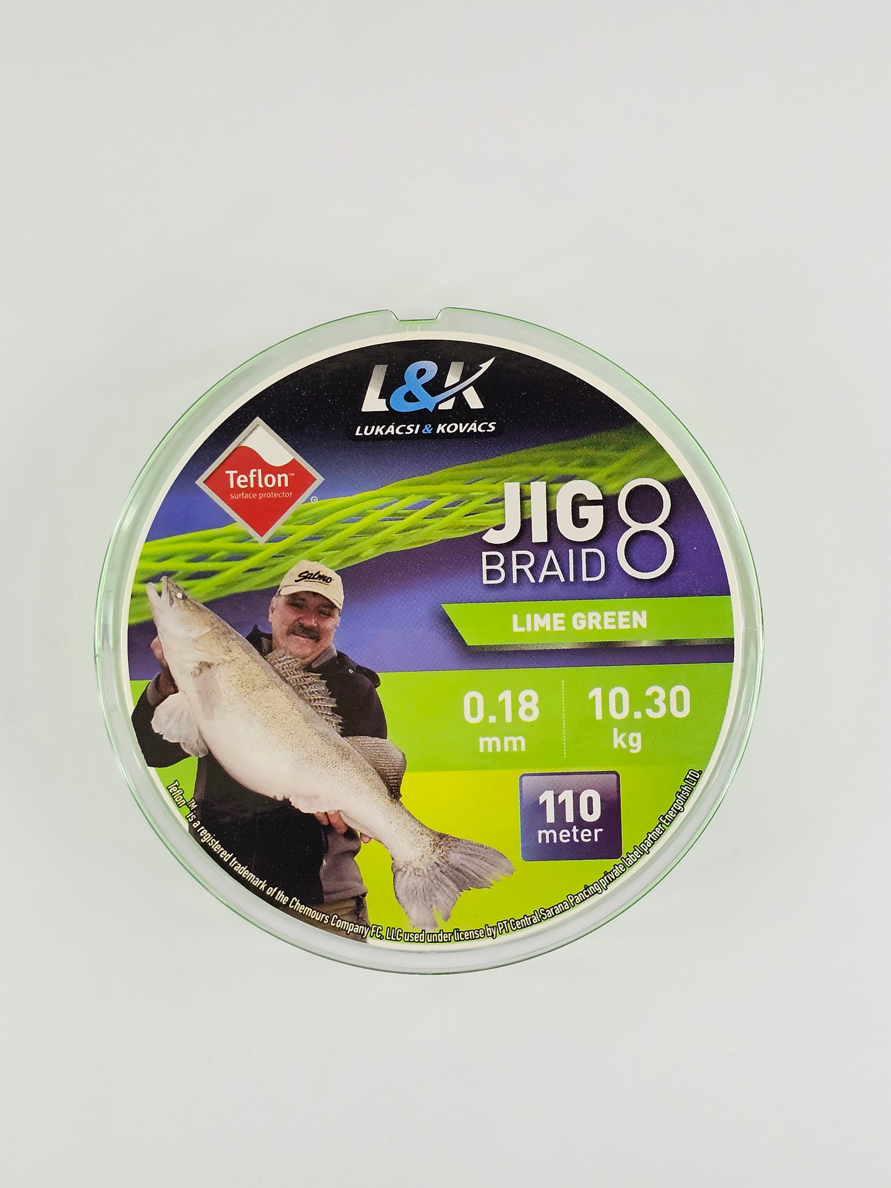 Fir textil l&k lime green, jig braid 8, 110 m