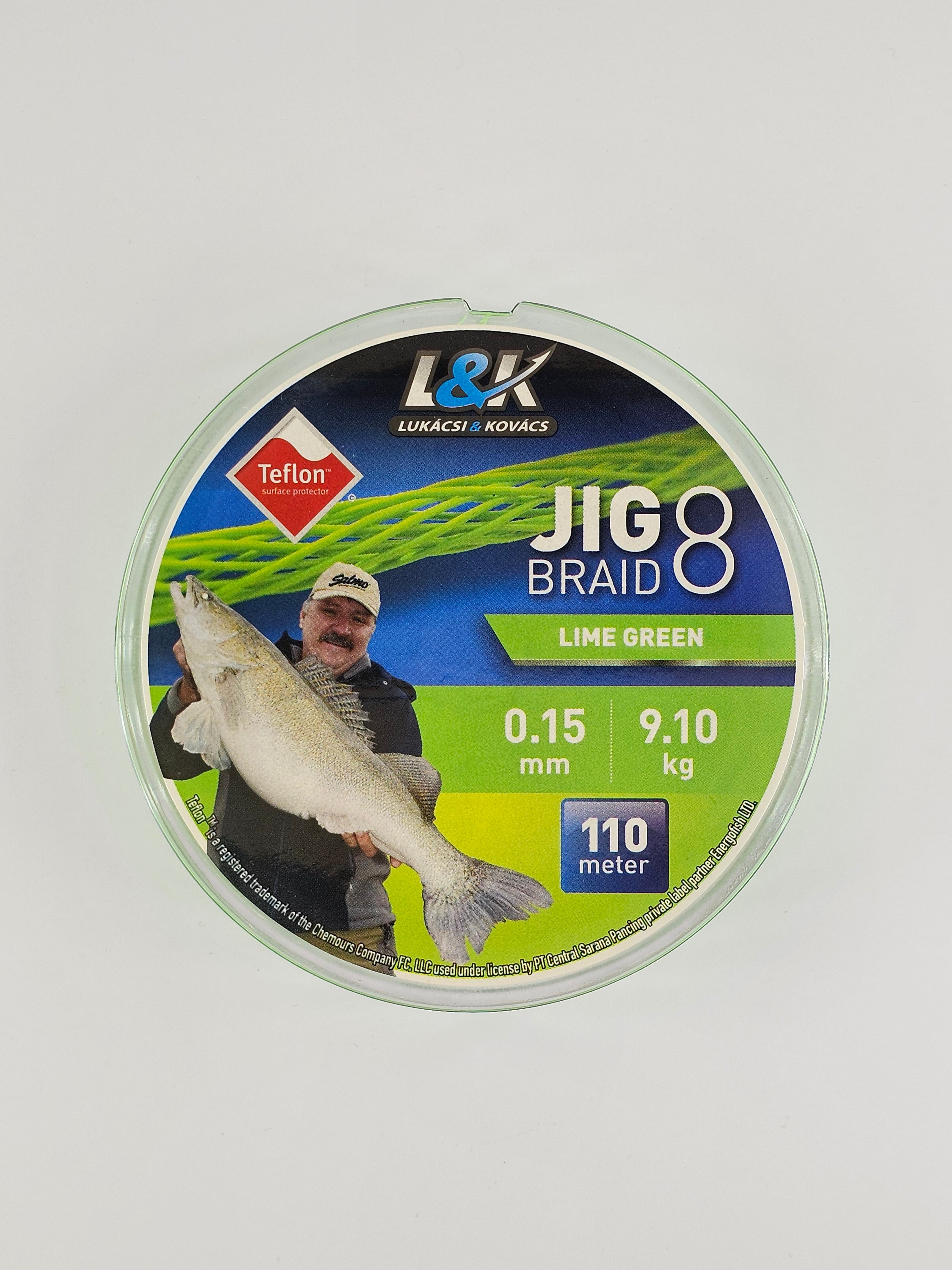 Fir textil l&k lime green, jig braid 8, 110 m