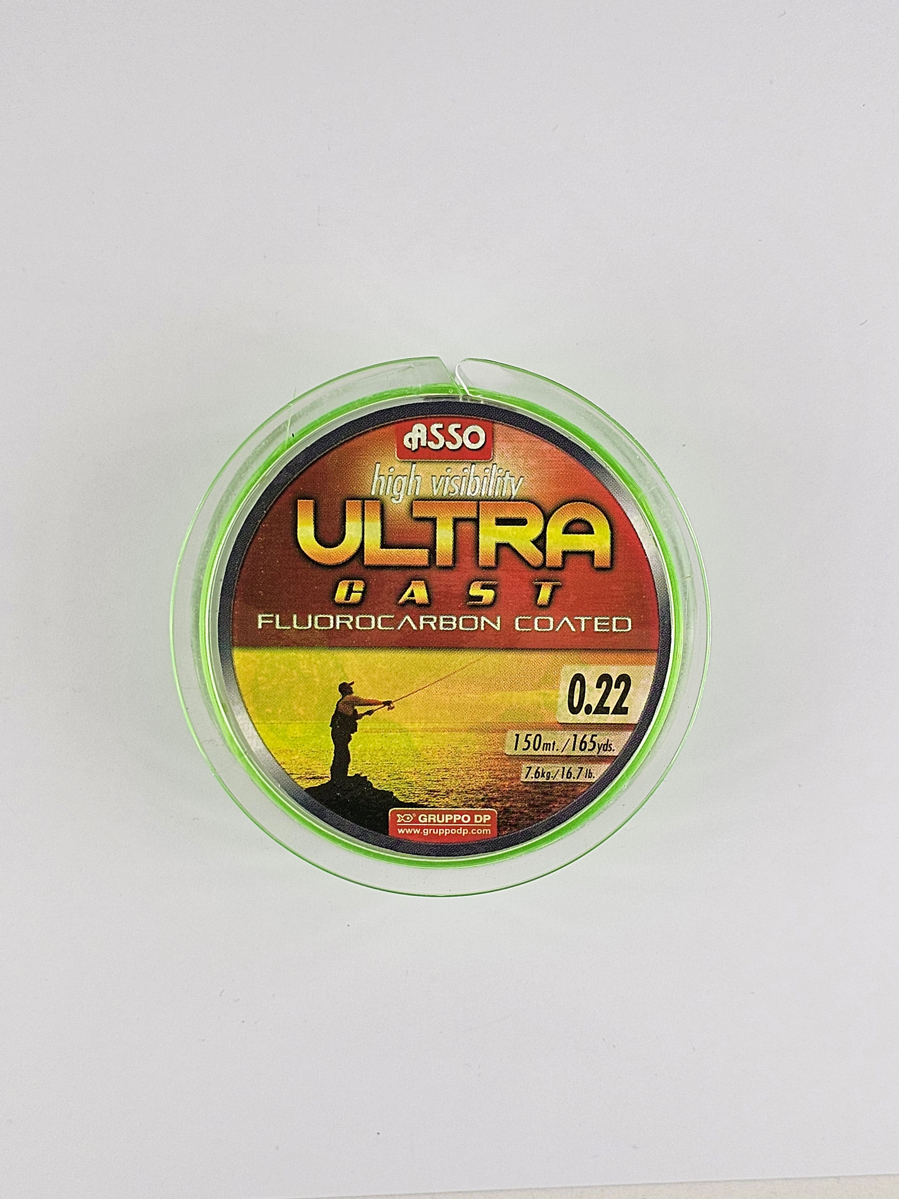 Fir fluorocarbon asso, high visibility ultra cast, green, fluorocarbon coated, 150 m