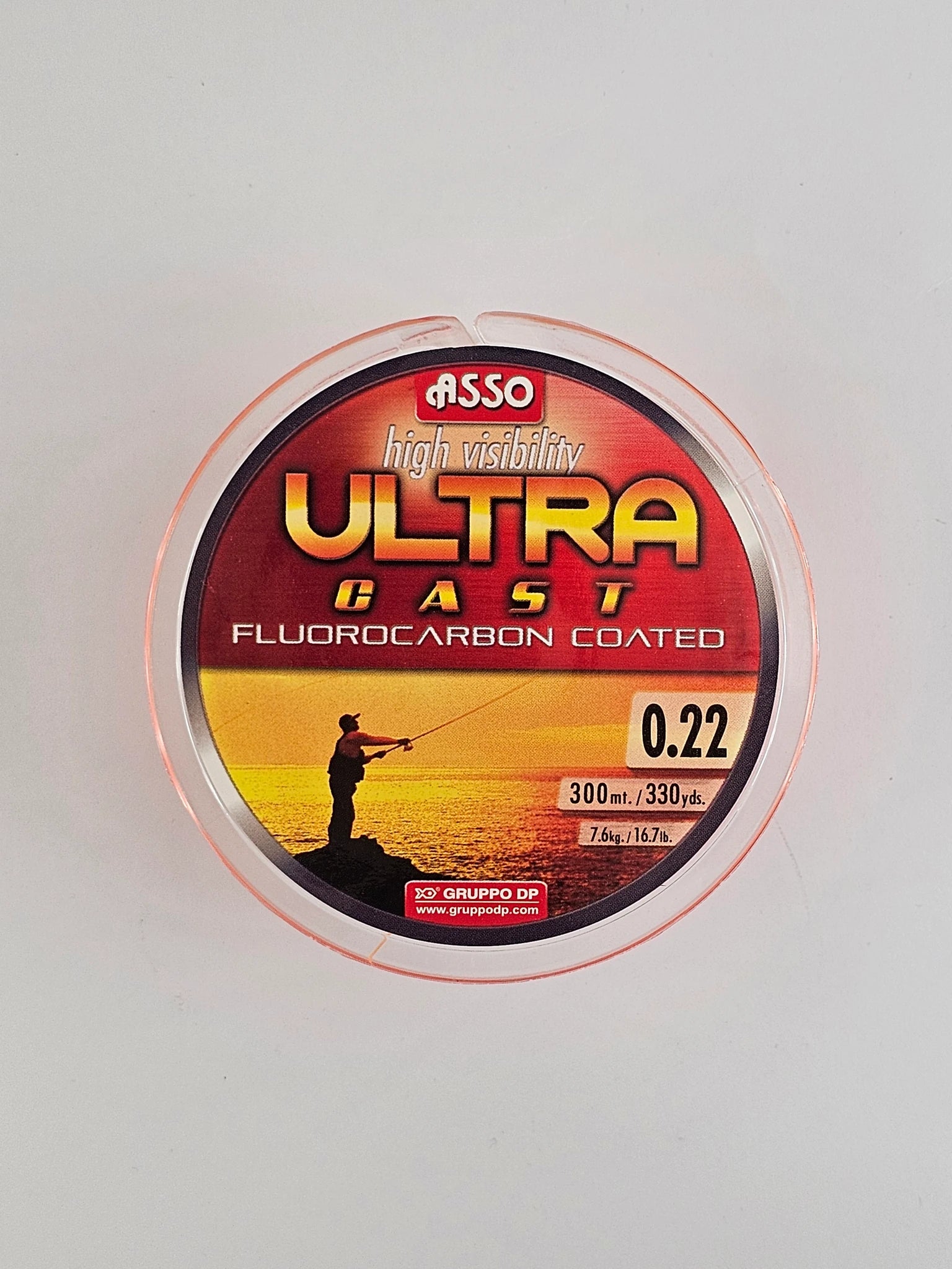 Fir monofilament ASSO, high visible ultra cast fluorocarbon coated orange, 300 m