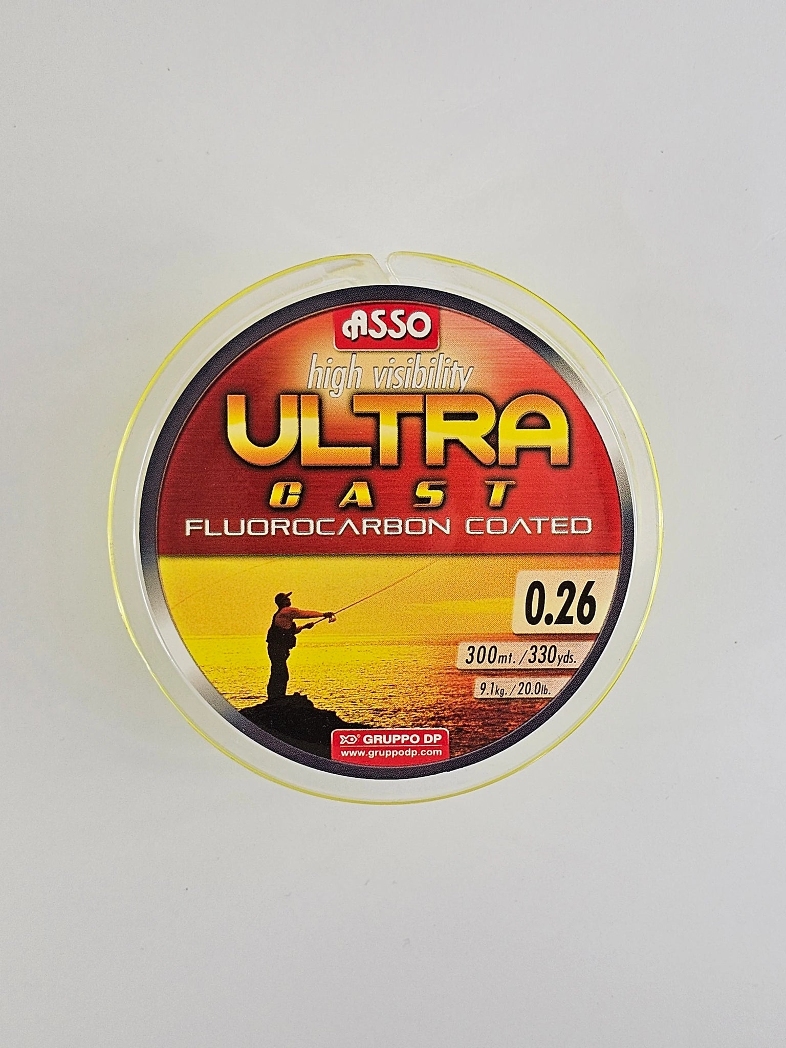Fir monofilament ASSO, high visible ultra cast fluorocarbon coated yellow, 300 m