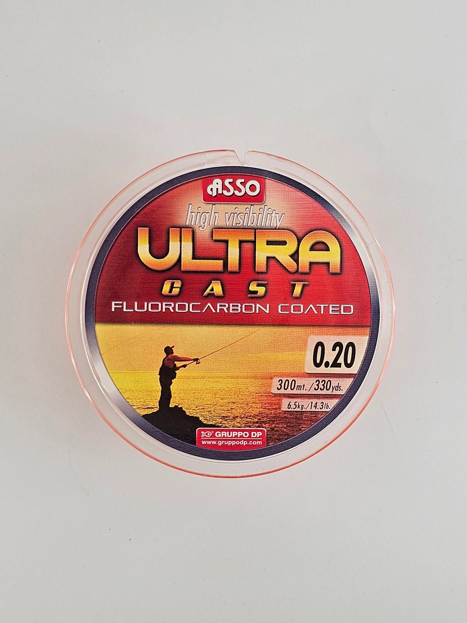 Fir monofilament ASSO, high visible ultra cast fluorocarbon coated orange, 300 m